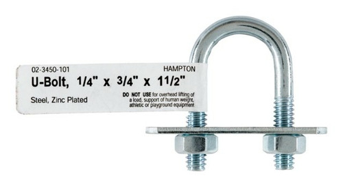 Hampton 02-3450-101 U-Bolt Zince  0.25 x 0.75 x 1.50 in. - pack of 10