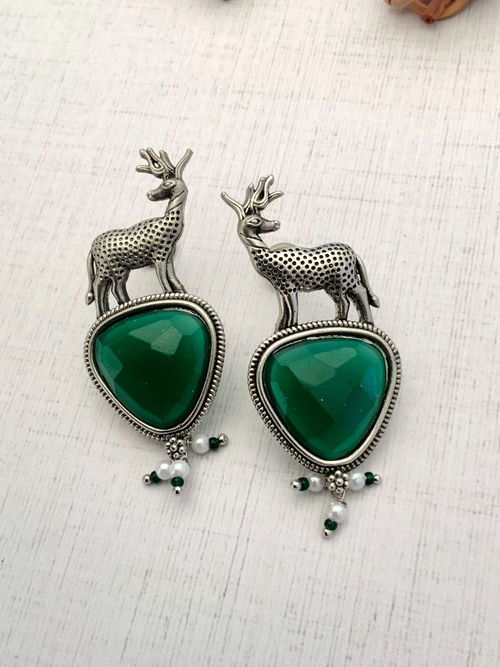 Elegant German Silver Plated Deer Earrings