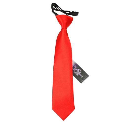 Plain Satin Elasticated Tie - Boys - Red