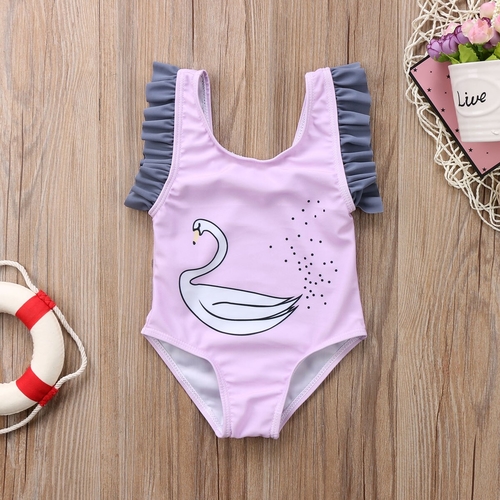 Cute Newborn Kids Baby Girl Ruffle Animal Swimwear