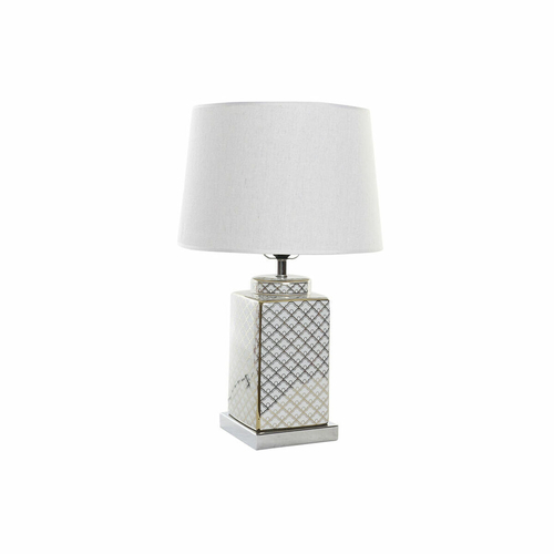 Desk lamp DKD Home Decor Mosaic Porcelain Golden Polyester White 220 V