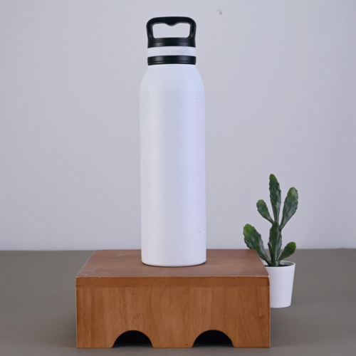 Hydration Stainless Steel Vacuum Water Bottle White With Handle