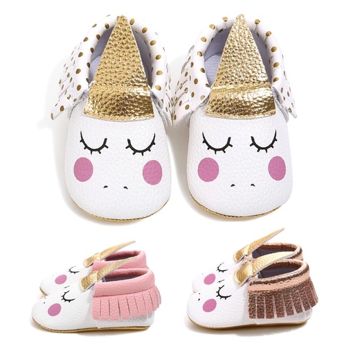 New Unicorn baby shoes PU leather gold soft sole