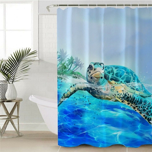 Painting Swimming Turtle Shower Curtain