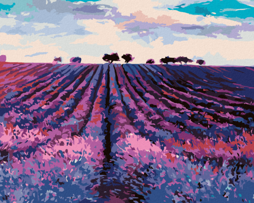 Paint by Numbers - LAVENDER FIELDS AND TREES IN THE DISTANCE