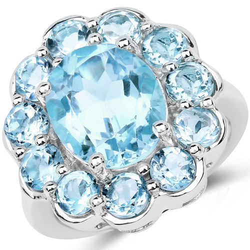 8.67 Carat Genuine Blue Topaz .925 Sterling Silver Ring