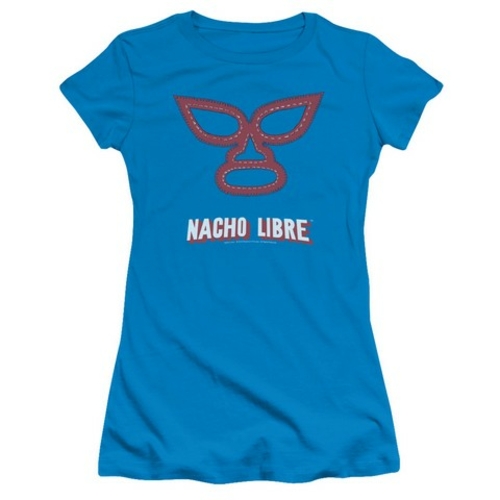 Trevco Nacho Libre-Mask Short Sleeve Junior Sheer Tee, Turquoise -