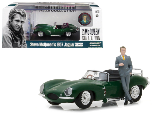 1957 Jaguar XKSS Convertible Green with Figurine 1/43 Diecast Model