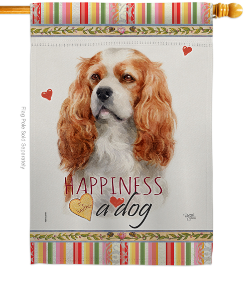 Breeze Decor H110164-BO 28 x 40 in. Dog Cavalier King Spaniel Happines