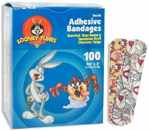 Case of 1200 Adhesive Strips Singles 3/4" x 3". Bugs Bunny and