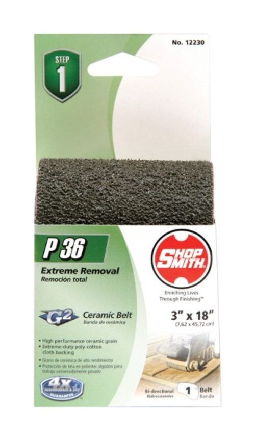 Shopsmith 12230 3 x 18 in. Ceramic Sanding Belt 36 Grit