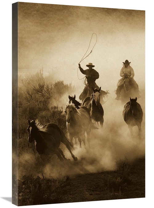 Global Gallery GCS-453705-2030-142 20 x 30 in. Horses Herded by Cowboy