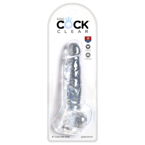 Pipedream King Cock Clear 8 in. Cock With Balls Realistic Suction Cup