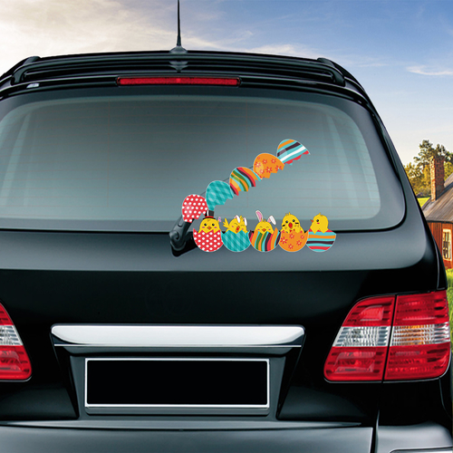 Funny Easter Chicks Hatched Waving Wiper Decals