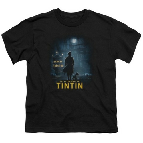 Trevco Tintin-Title Poster Short Sleeve Youth 18-1 Tee- Black - XL