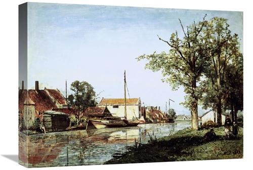22 in. A Dutch Canal Scene Art Print - Johan Barthold Jongkind