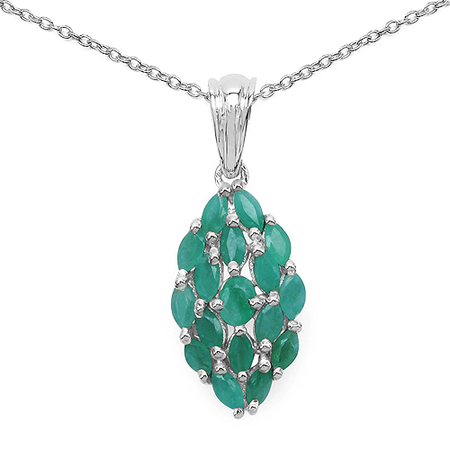 1.32 Carat Genuine Emerald .925 Sterling Silver Pendant