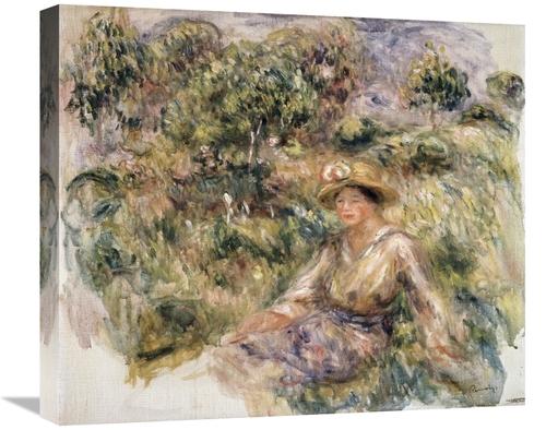 Global Gallery GCS-279630-22-142 22 in. Woman in Blue Hat Sitting on t