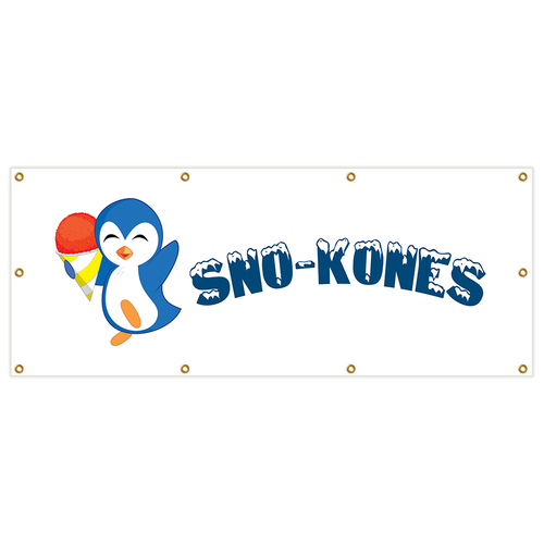 SignMission B-96 Sno Kones 36 x 96 in. Banner Sign - Sno Kones