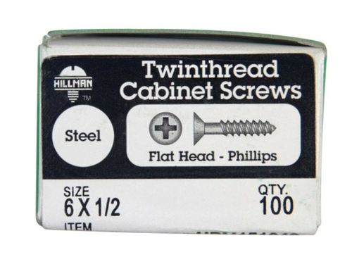 Hillman 39210 6 x 0.5 in. Cabinet Screws Phillips Flat Head