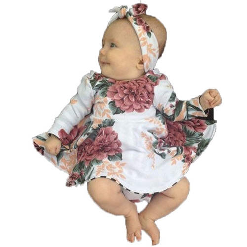 Newborn Kids Baby Girls Floral Cotton Long Sleeve