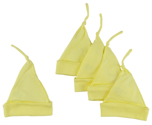 Bambini 1100-YELLOW-5 Knotted Baby Cap, Yellow - Pack of 5