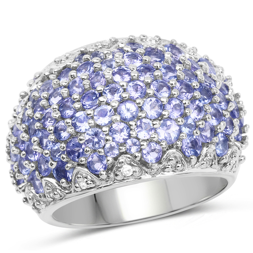 3.01 Carat Genuine Tanzanite and White Diamond .925 Sterling Silver