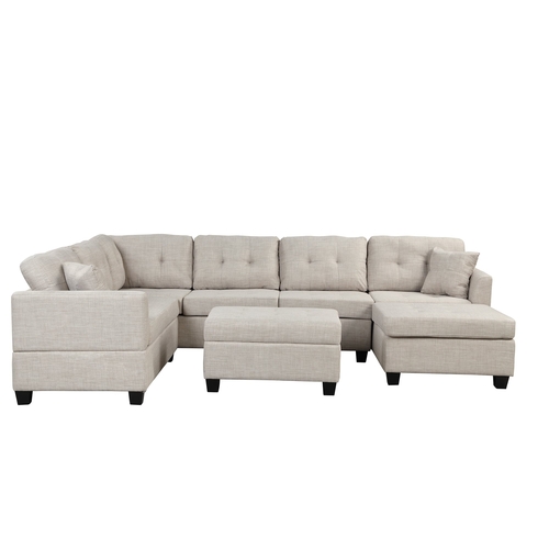 121.3" Oversized Sectional Sofa with Storage Ottoman, U Shaped