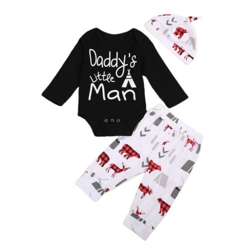 3pcs Baby Boy Outfit Long Sleeve Letter Print