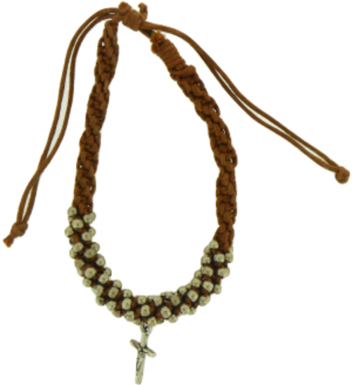 Solid Rock Jewelry 145036 Light Brown Cotton Adjustable Friendship wit