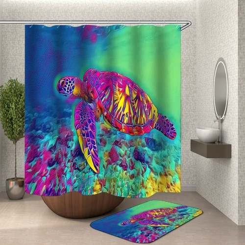 Psychedelic Colored Turtle Shower Curtain