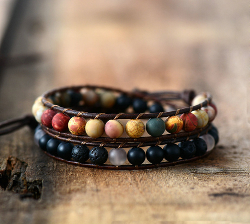 Wrap Bracelets Cool Mix Matte Onyx Stone 2 Strands