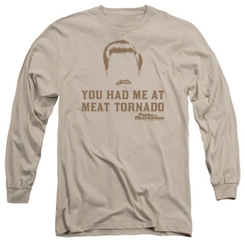 Trevco Parks & Recreation-Meat Tornado Long Sleeve Adult 18-1 Tee,