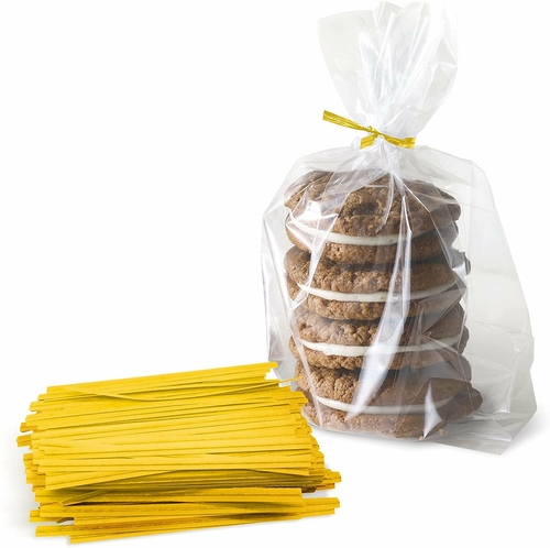 Pack of 2000 Yellow Paper Twist Ties 4” Long and 3/16” Yellow Twist