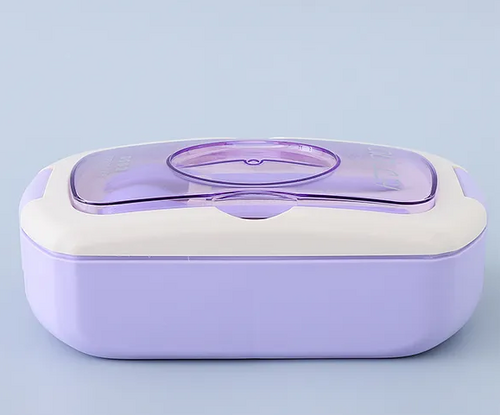 Lunch Box Transparent Design with Cutlery - Purple