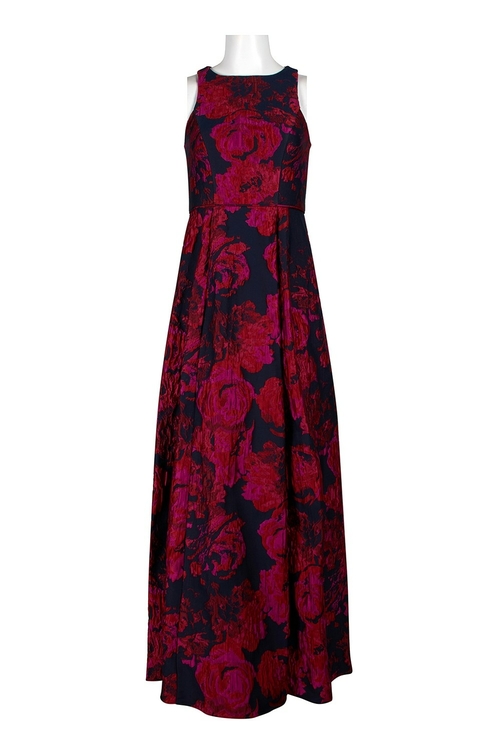 Aidan Mattox Crew Neck Sleeveless Box Pleat Racer Back Zipper Back