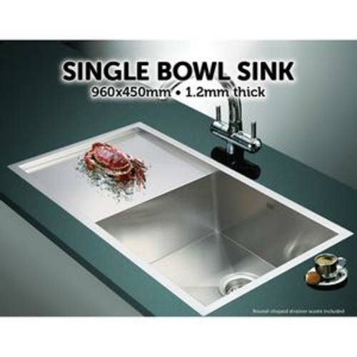 960x450mm Stainless Steel Single Bowl Sink with Round Waste