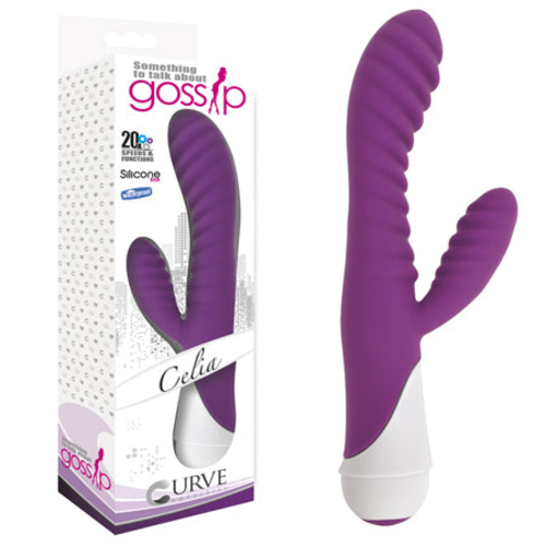 Curve Toys Gossip Celia Waterproof Ribbed Silicone Flexible Dual