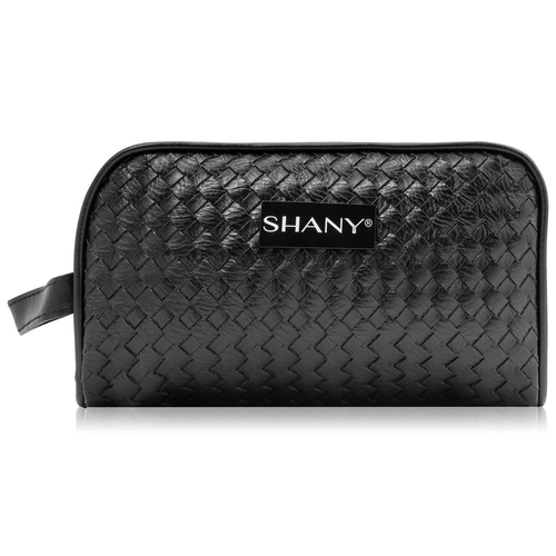 Woven Double-Pocket Toiletry Handbag - Black