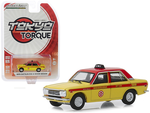 1970 Datsun 510 4-Door Sedan Custom \Nihon Kotsu\" Taxi Yellow and Red