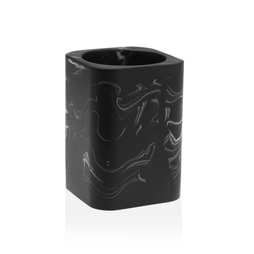 Toothbrush Holder Versa Marble Black Resin (7,7 x 10,7 x 7,7 cm)