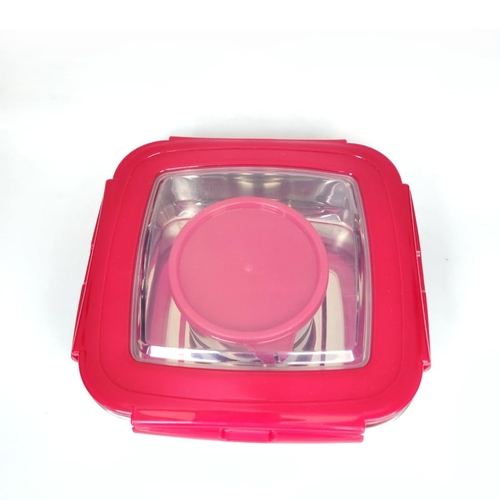 Stainless Steel Eco Seal Lock Lunch Box (Size-800ML) (Color-PINK)