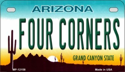 Smart Blonde MP-12158 7 x 4 in. Arizona Four Corners Novelty Metal Mot