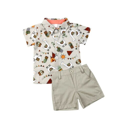 Summer Toddler Baby Kids Boy Shirt Tops+Pants