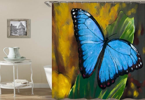 Malibu Blue Butterfly Shower Curtain
