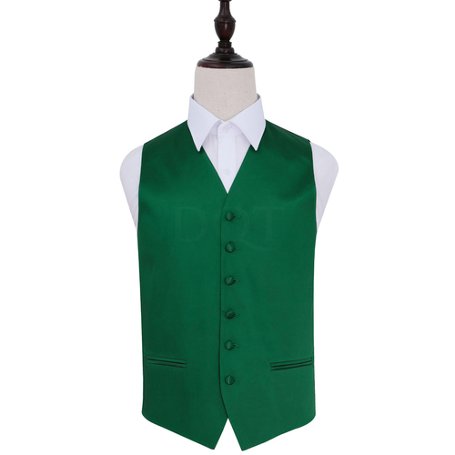 Plain Satin Waistcoat - Emerald Green, 42'