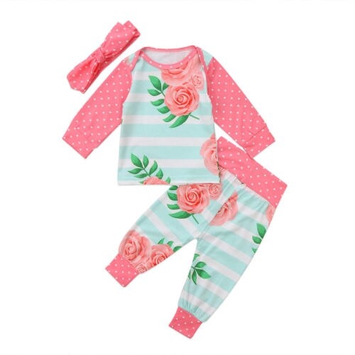 Newborn Infant Girl Floral Tops T Shirt Pants