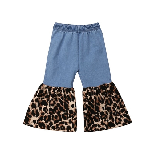 Baby Kids Girl Casual Long Pants Denim Leopard