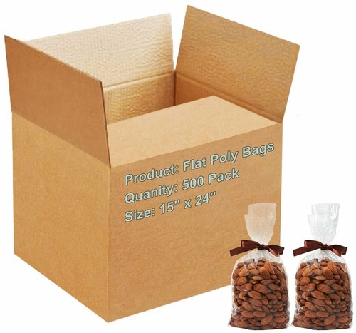 Pack of 500 Flat Poly Bags 15 x 24. Clear Polyethylene Bags 15x24.