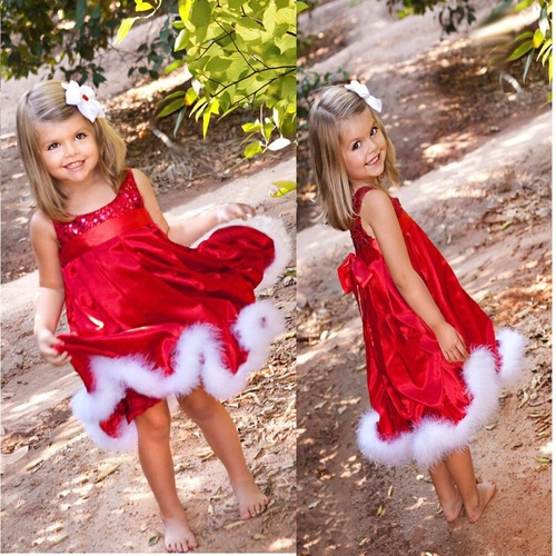 new Baby Girls Kids Christmas Party Red